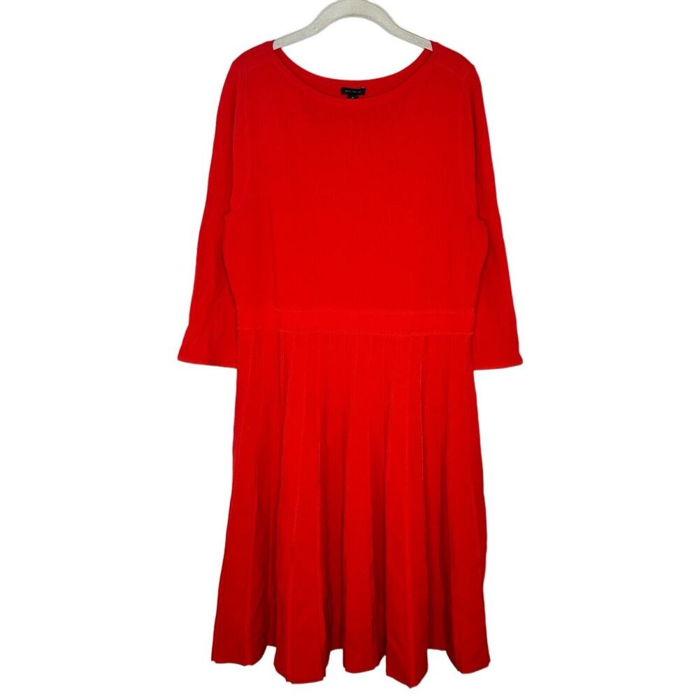 Ann Taylor Women’s 3/4 Sleeve Orange Fit & Flare Knit Dress Size XL NWT
